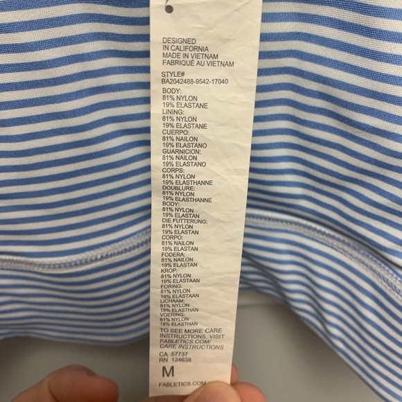 Fabletics sports bra, size medium, blue and white striped! - Picture 3 of 3